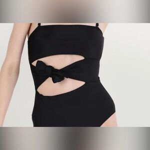 Aerie Black One-Piece Cutout Swimsuit with Front Tie
